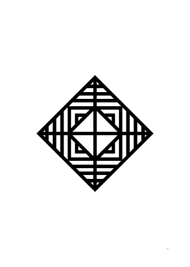 Minimalist Black Glyph on White Geometric Art 123