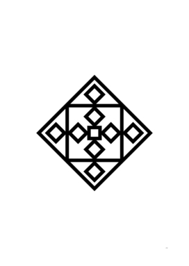 Minimalist Black Glyph on White Geometric Art 134