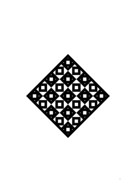Minimalist Black Glyph on White Geometric Art 136