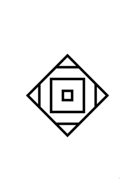 Minimalist Black Glyph on White Geometric Art 140