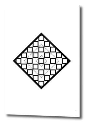 Minimalist Black Glyph on White Geometric Art 138