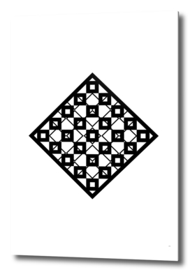 Minimalist Black Glyph on White Geometric Art 137