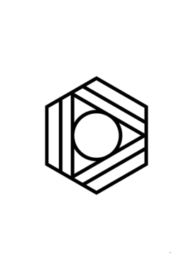 Minimalist Black Glyph on White Geometric Art 404