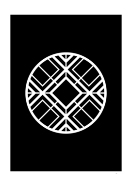 Minimalist White Glyph on Black Geometric Art 106
