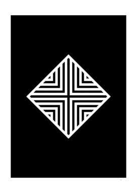 Minimalist White Glyph on Black Geometric Art 117