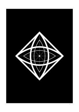 Minimalist White Glyph on Black Geometric Art 180