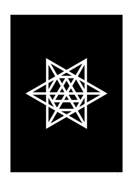 Minimalist White Glyph on Black Geometric Art 232