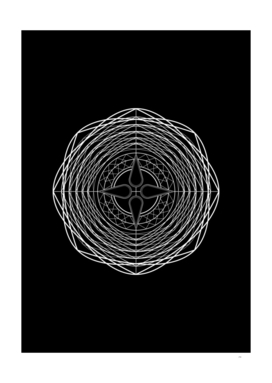 Minimalist White Glyph on Black Geometric Art 300