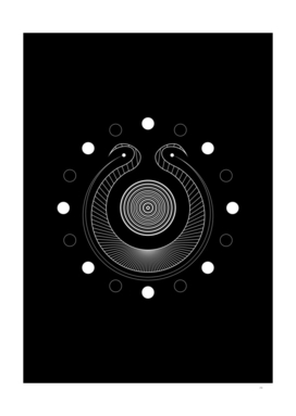Minimalist White Glyph on Black Geometric Art 313