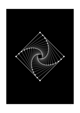 Minimalist White Glyph on Black Geometric Art 354