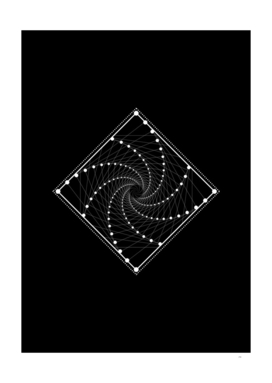 Minimalist White Glyph on Black Geometric Art 356