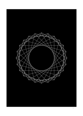 Minimalist White Glyph on Black Geometric Art 360