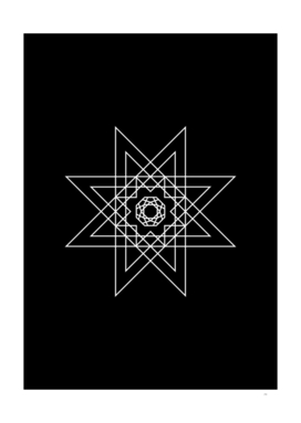 Minimalist White Glyph on Black Geometric Art 386