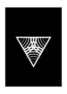 Minimalist White Glyph on Black Geometric Art 457