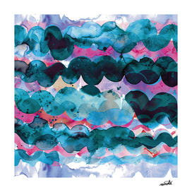 Abstract waves - Pink and blue sea
