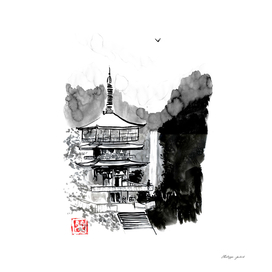 pagoda and fall