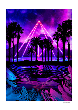 Neon palms landscape: Pyramid