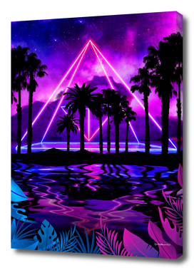 Neon palms landscape: Pyramid