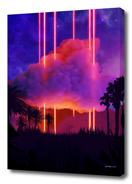 Neon palms landscape: Cloud