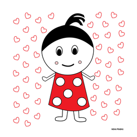 Cute Baby Girl Love Heart Vector Illustration