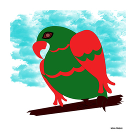 Cute Green Parrot Vector Illustration