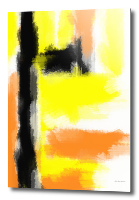 orange yellow and black watercolor splash painting abstract
