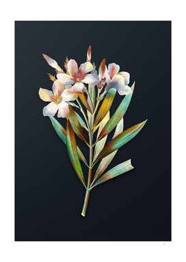 Vintage Watercolor Oleander on Dark Teal Gray
