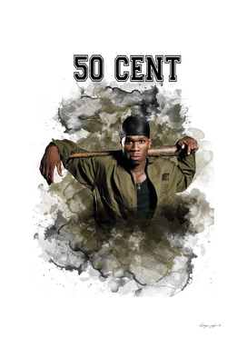50 Cent Rapper Watercolor