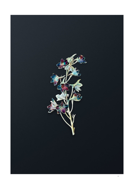 Watercolor Shewy Delphinium Flower on Dark Teal Gray
