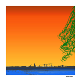Sunset Sky Landscape Vector Illustration