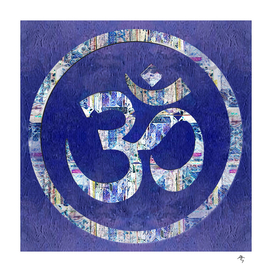 sacred, om sign, very peri, color year, monochrome