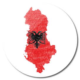 Albania Flag Map Drawing Line Art