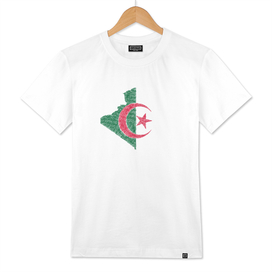 Algeria Flag Map Drawing Line Art