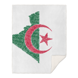 Algeria Flag Map Drawing Line Art