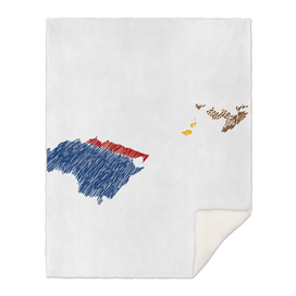 American Samoa Flag Map Drawing Line Art