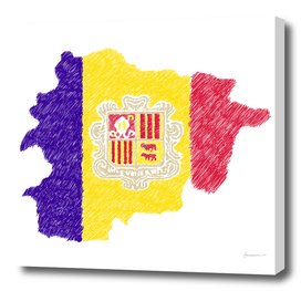 Andorra Flag Map Drawing Line Art