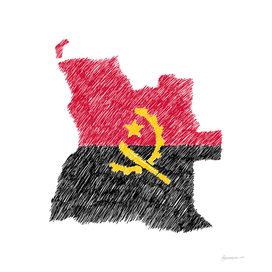 Angola Flag Map Drawing Line Art