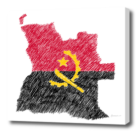 Angola Flag Map Drawing Line Art