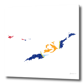 Anguilla Flag Map Drawing Line Art