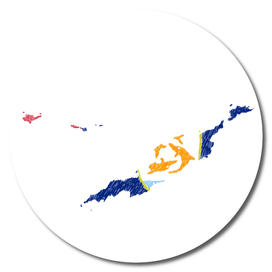 Anguilla Flag Map Drawing Line Art