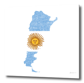 Argentina Flag Map Drawing Line Art