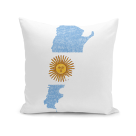 Argentina Flag Map Drawing Line Art