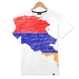 Armenia Flag Map Drawing Line Art