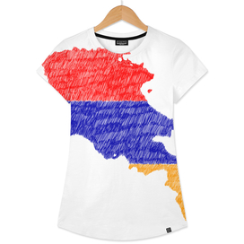 Armenia Flag Map Drawing Line Art