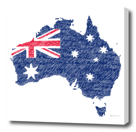 Australia Flag Map Drawing Line Art