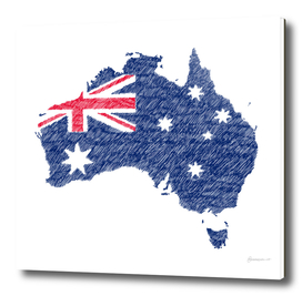 Australia Flag Map Drawing Line Art