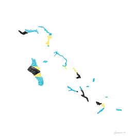 Bahama Flag Map Drawing Line Art