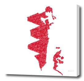 Bahrain Flag Map Drawing Line Art