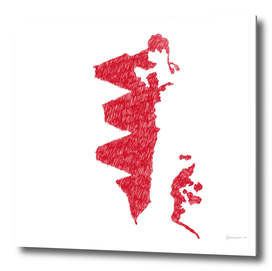 Bahrain Flag Map Drawing Line Art
