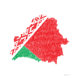 Belarus Flag Map Drawing Line Art